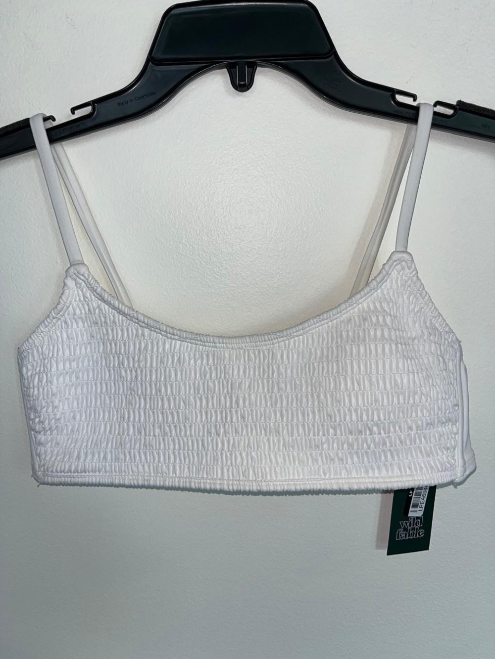 Wild Fable Women's Smocked Bralette Bikini Top White Size M